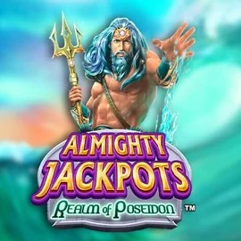 Almighty Jackpots – Realm of Poseidon online game logo by Novomatic on sankra-casino.co.nl